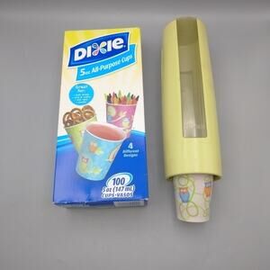 Vintage Dixie 5 oz. Kitchen Bathroom Cup Dispenser Holder Yellow Cups Retro